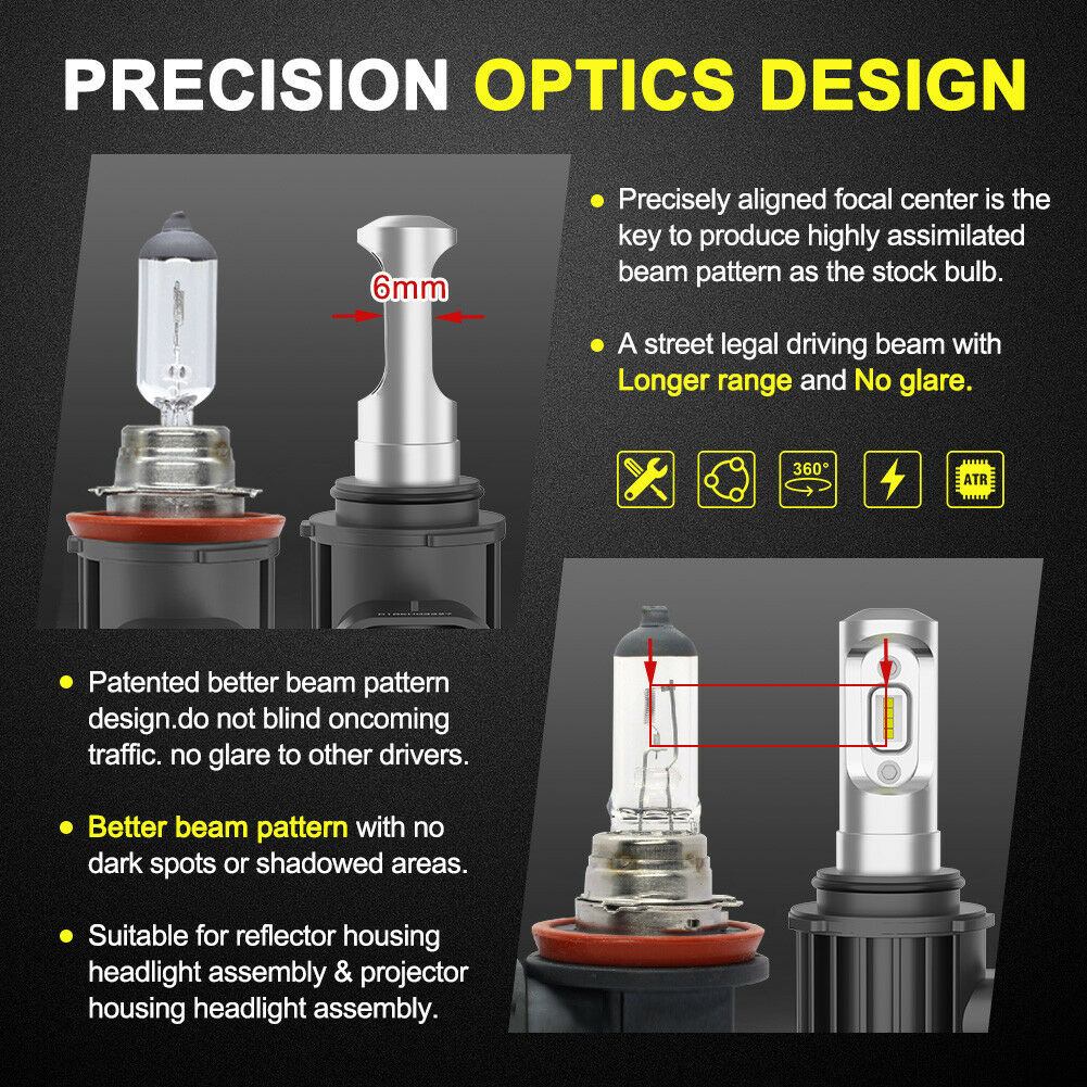 LIGHTFOX Pair Lumiled 9006 HB4 6000LM LED Headlight Kit High/Low Replace Xenon Halogen Globe