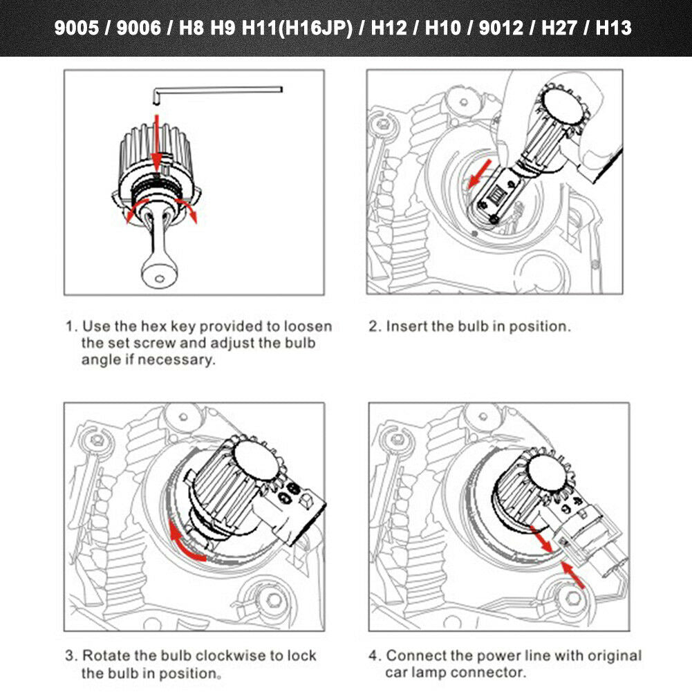 LIGHTFOX Pair Lumiled 9006 HB4 6000LM LED Headlight Kit High/Low Replace Xenon Halogen Globe