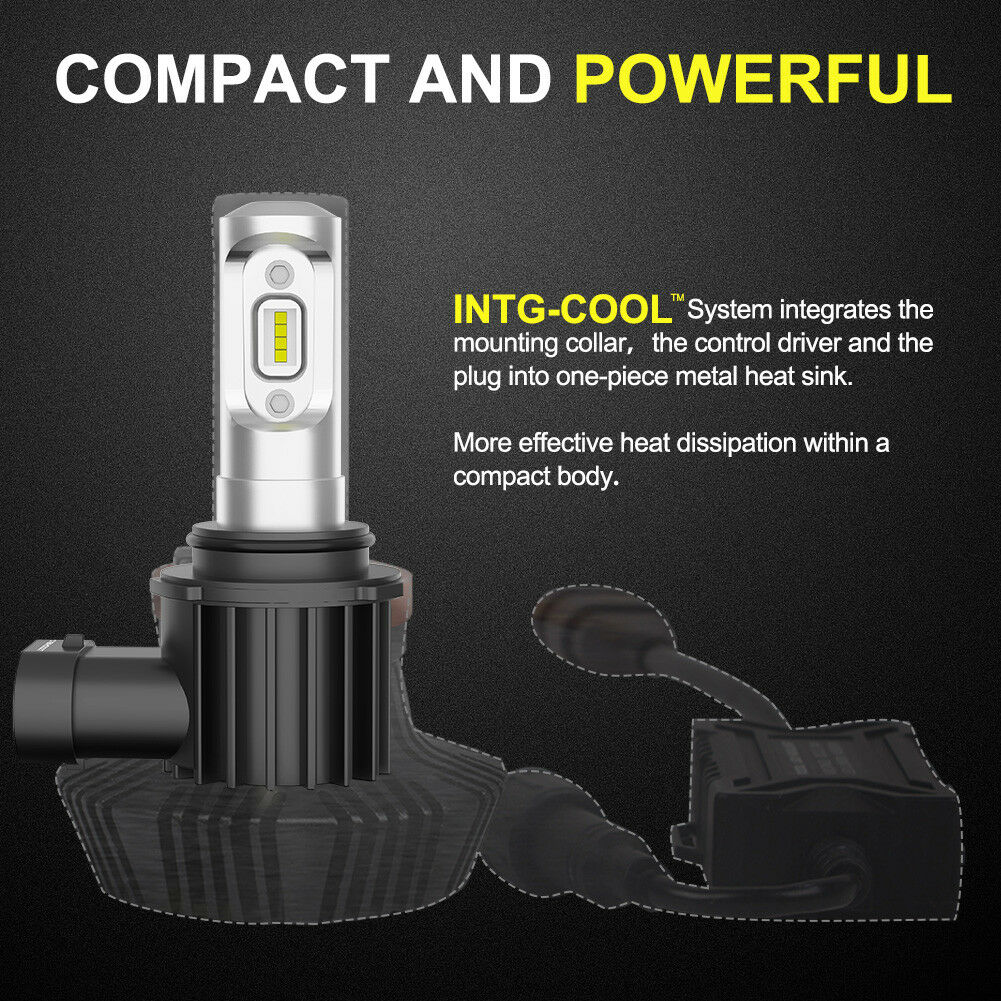 LIGHTFOX Pair Lumiled 9006 HB4 6000LM LED Headlight Kit High/Low Replace Xenon Halogen Globe