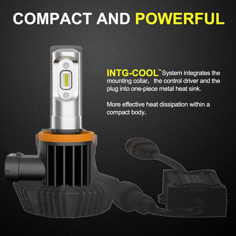 LIGHTFOX Pair H11 6000LM Led Headlight Kit High/Low Beam Vehicle Replace Halogen Xenon