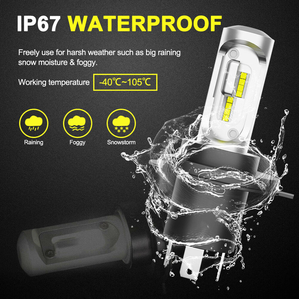 LIGHTFOX Pair 9003 H4 6000LM LED Headlight kit 6500K Lamp Bulbs Globes Hi/Lo Beam Upgrade