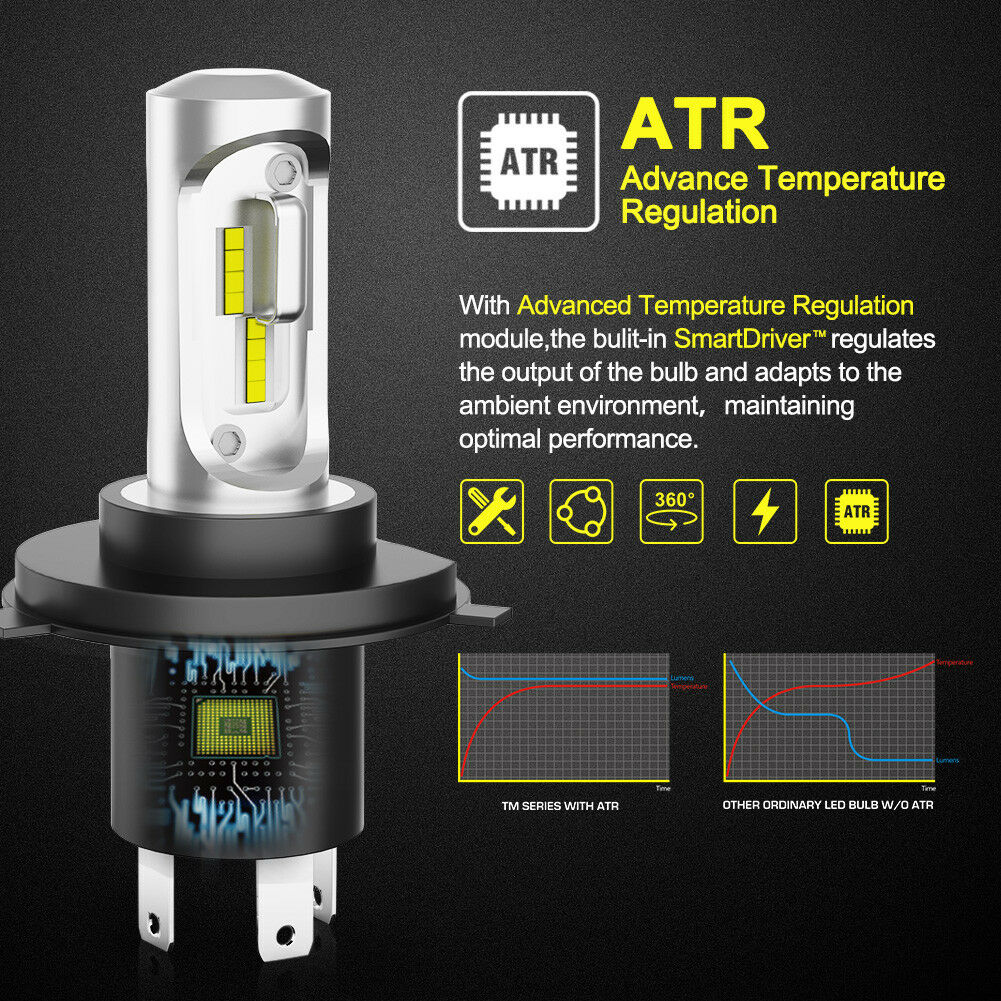 LIGHTFOX Pair 9003 H4 6000LM LED Headlight kit 6500K Lamp Bulbs Globes Hi/Lo Beam Upgrade