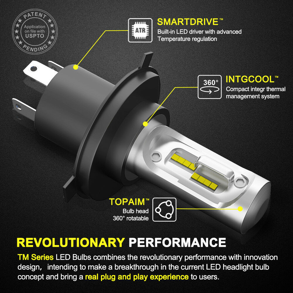 LIGHTFOX Pair 9003 H4 6000LM LED Headlight kit 6500K Lamp Bulbs Globes Hi/Lo Beam Upgrade