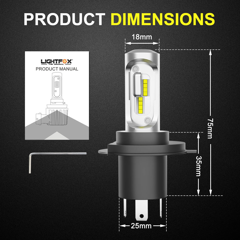 LIGHTFOX Pair 9003 H4 6000LM LED Headlight kit 6500K Lamp Bulbs Globes Hi/Lo Beam Upgrade