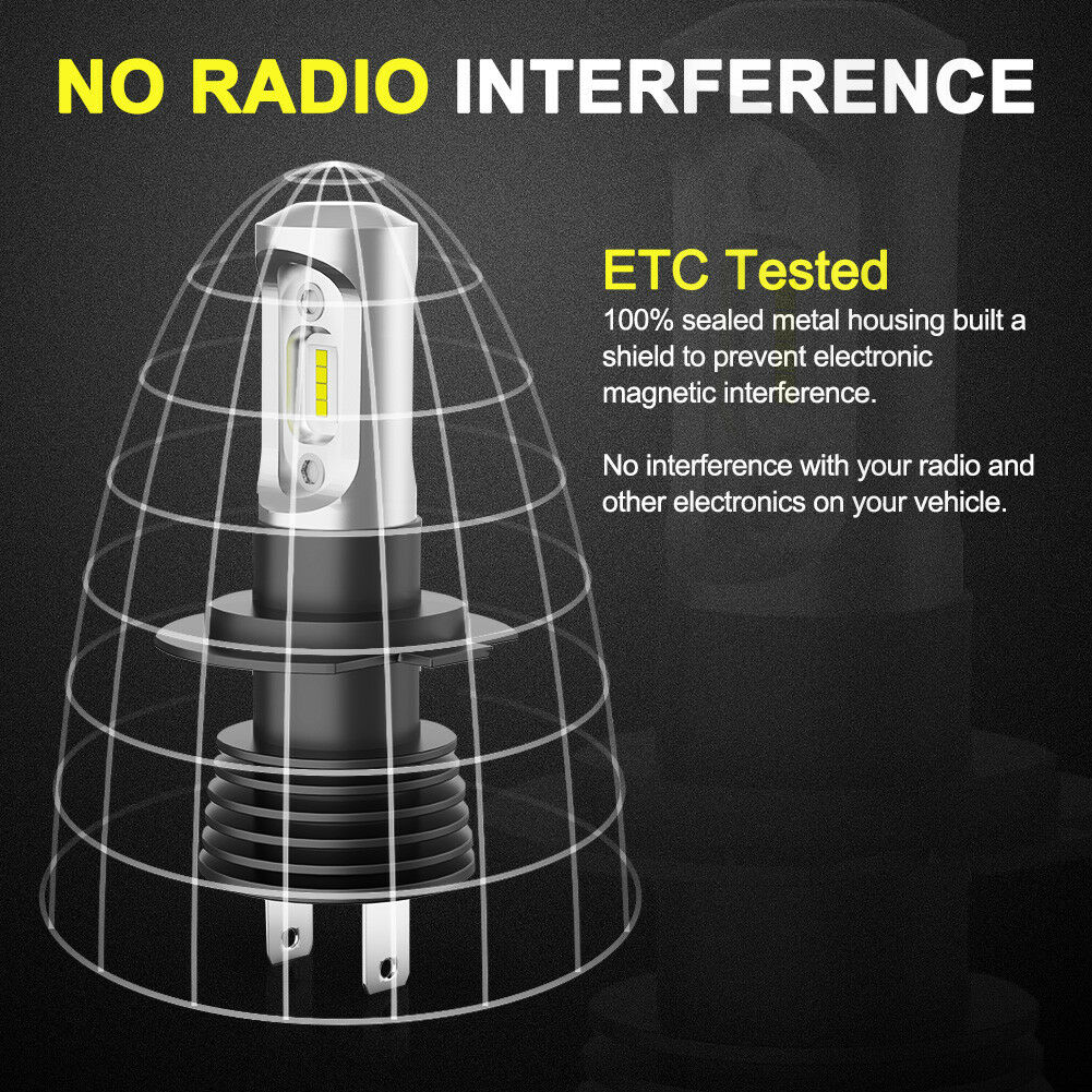 LIGHTFOX Pair Lumiled LED Headlight Kit H7 6000LM High/Low Beam Replace Xenon Halogen Globe