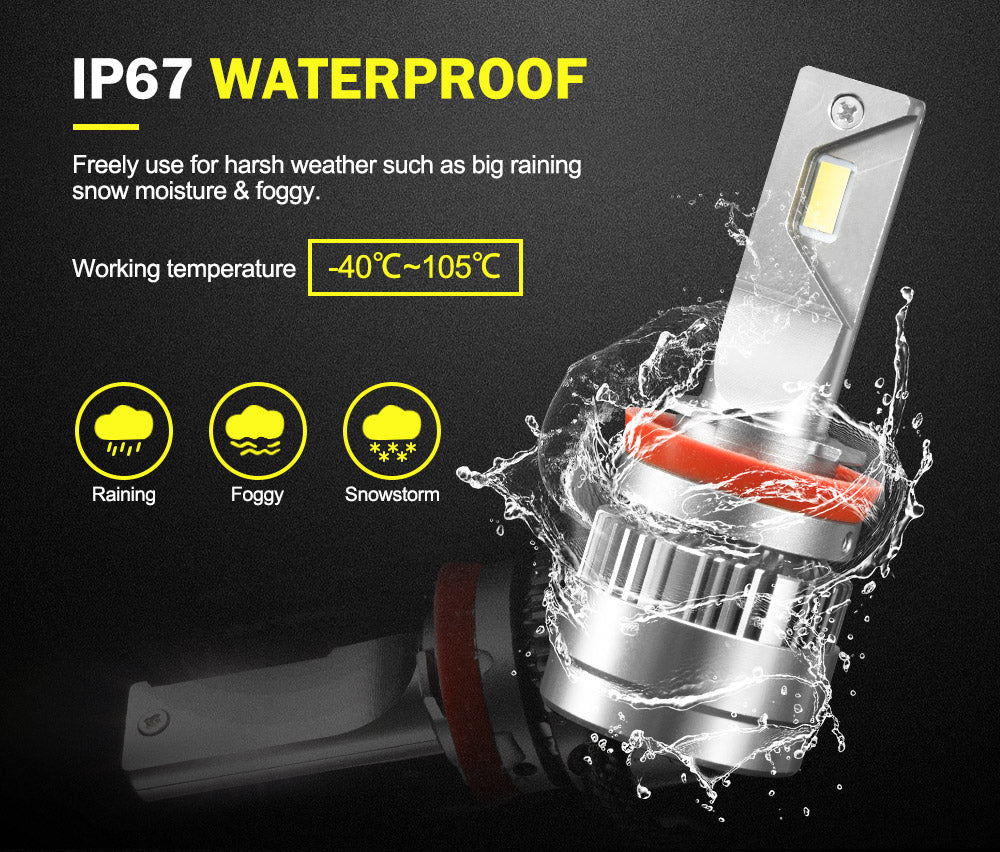 LIGHTFOX Pair Philips H11 Led Headlight Kit 18000LM Hi/Low Beam Vehicle Car Replace Halogen