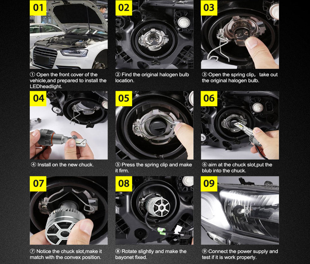 LIGHTFOX Pair Philips H11 Led Headlight Kit 18000LM Hi/Low Beam Vehicle Car Replace Halogen