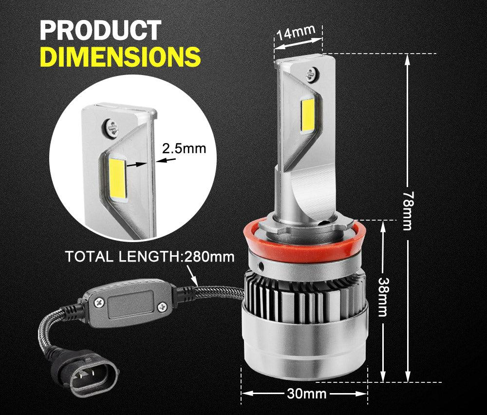 LIGHTFOX Pair Philips H11 Led Headlight Kit 18000LM Hi/Low Beam Vehicle Car Replace Halogen