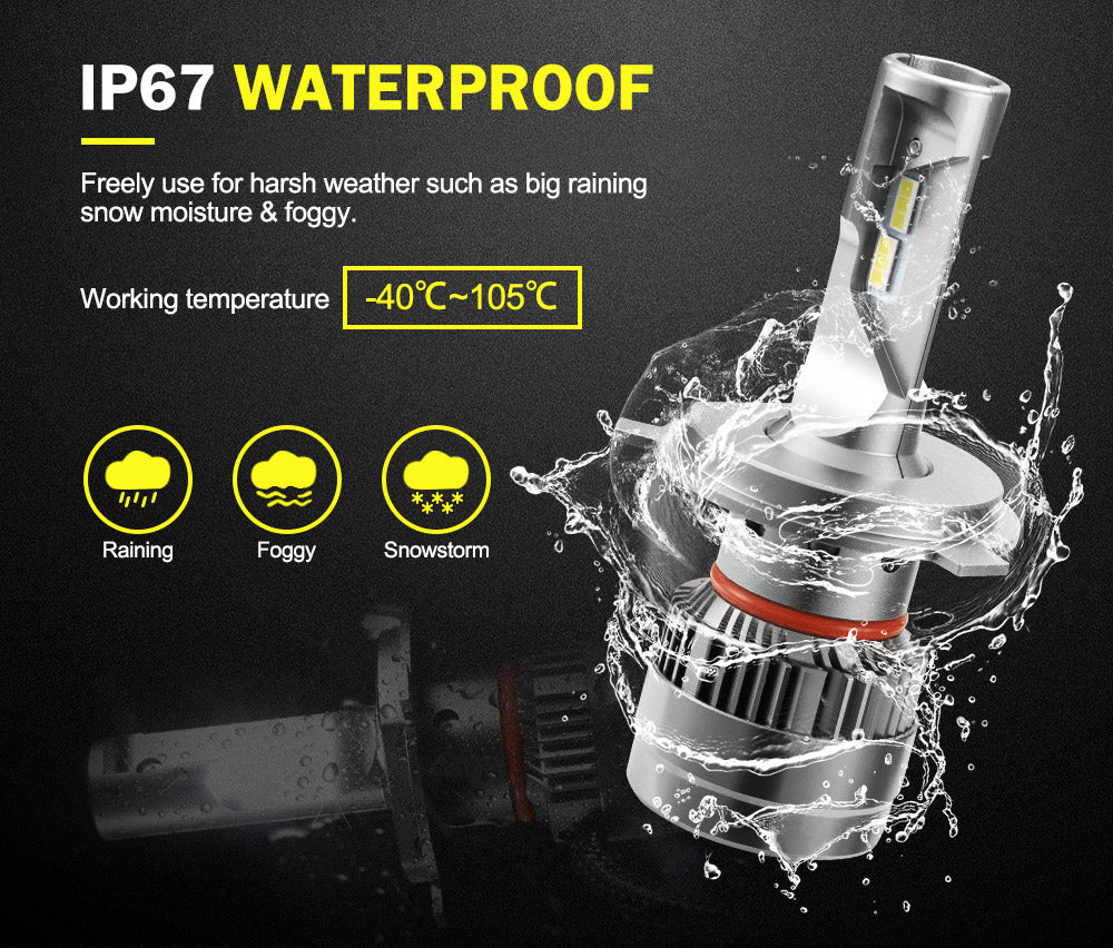 LIGHTFOX Pair H4 9003 LED Headlight KIT 60W 18000LM Hi/Low Beam Replace Halogen Xenon