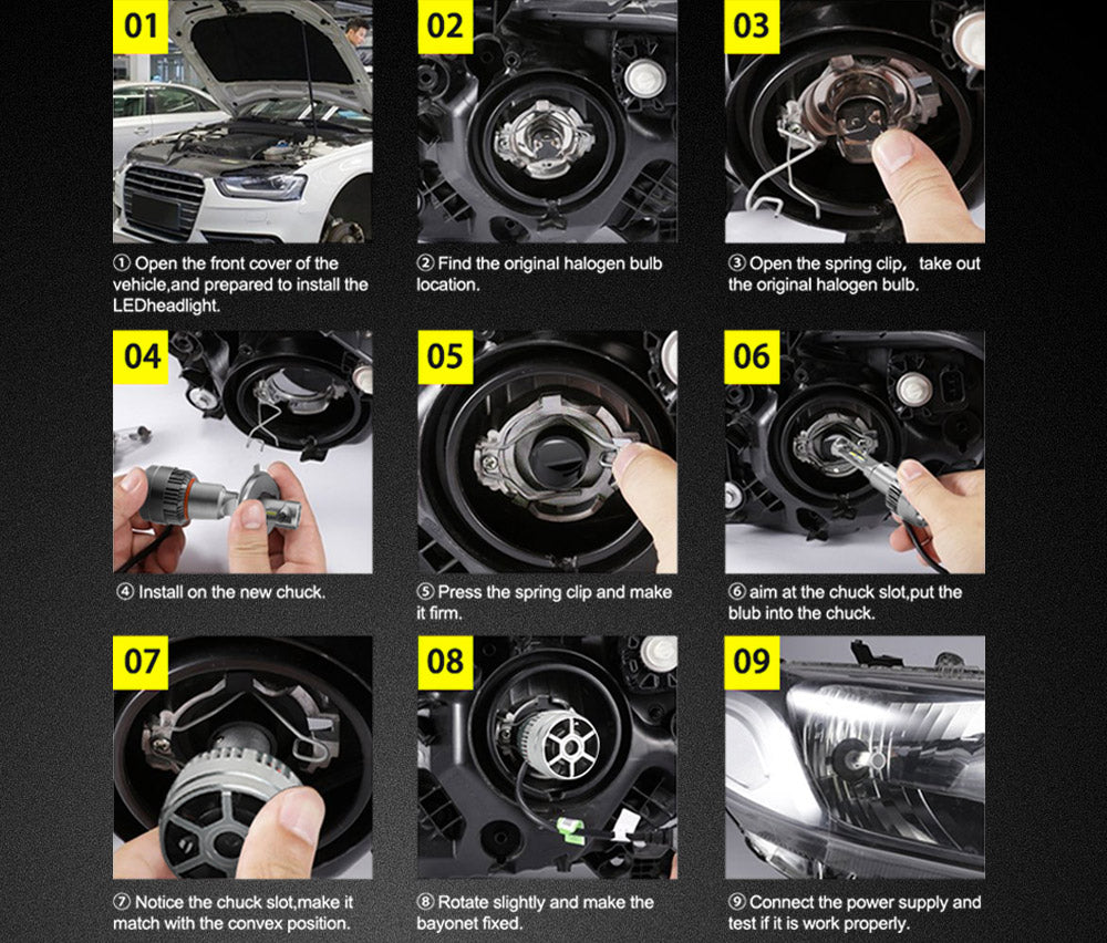 LIGHTFOX Pair H4 9003 LED Headlight KIT 60W 18000LM Hi/Low Beam Replace Halogen Xenon