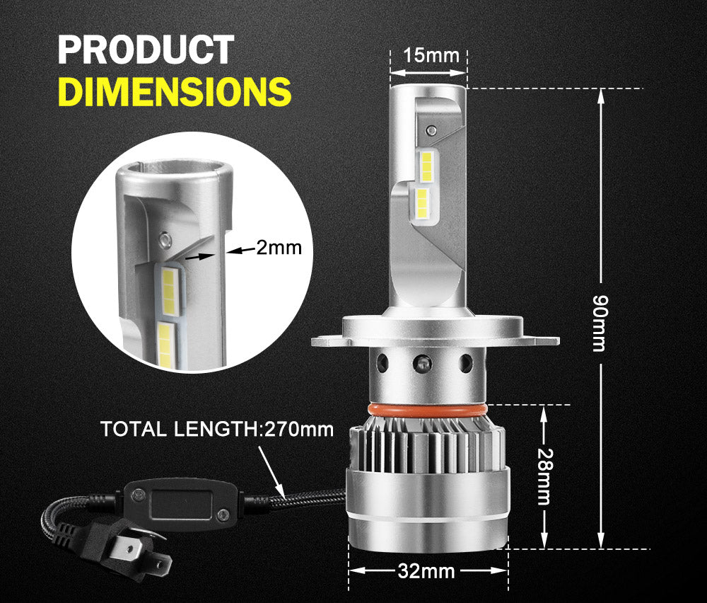 LIGHTFOX Pair H4 9003 LED Headlight KIT 60W 18000LM Hi/Low Beam Replace Halogen Xenon