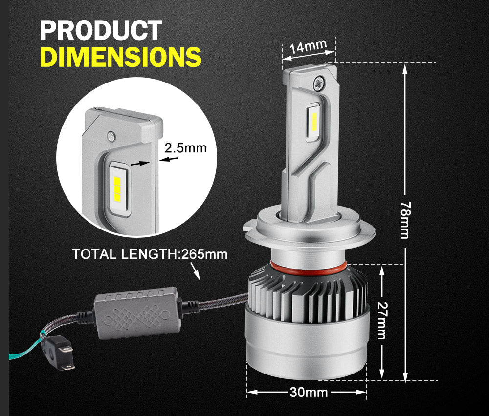 LIGHTFOX Pair Philips H7 Led Headlight Kit 18000LM Hi/Low Beam Vehicle Car Replace Halogen