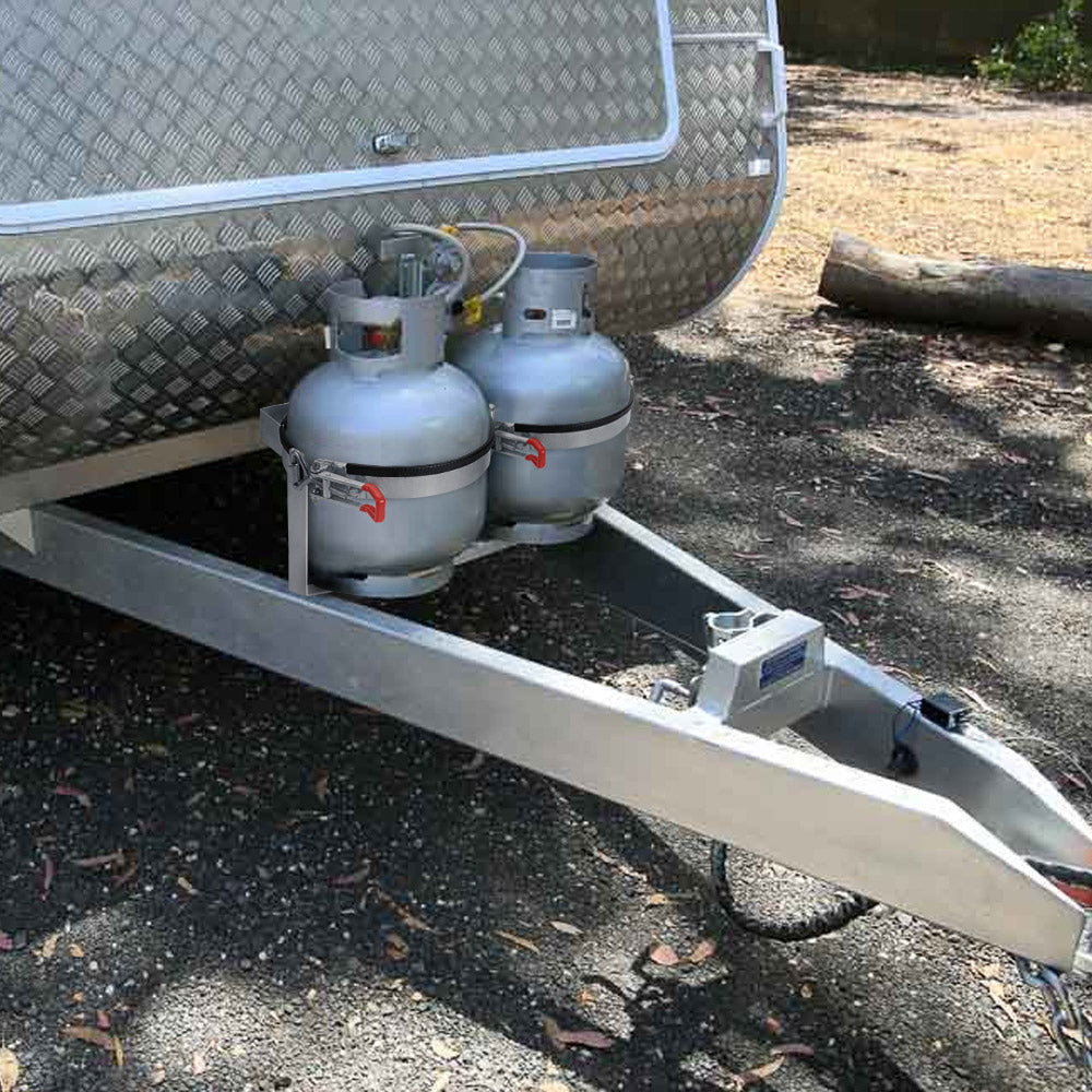 MOBI  4.5KG Gas Bottle Holder Galvanized for Camping Trailer Caravans RV 4WD Lockable