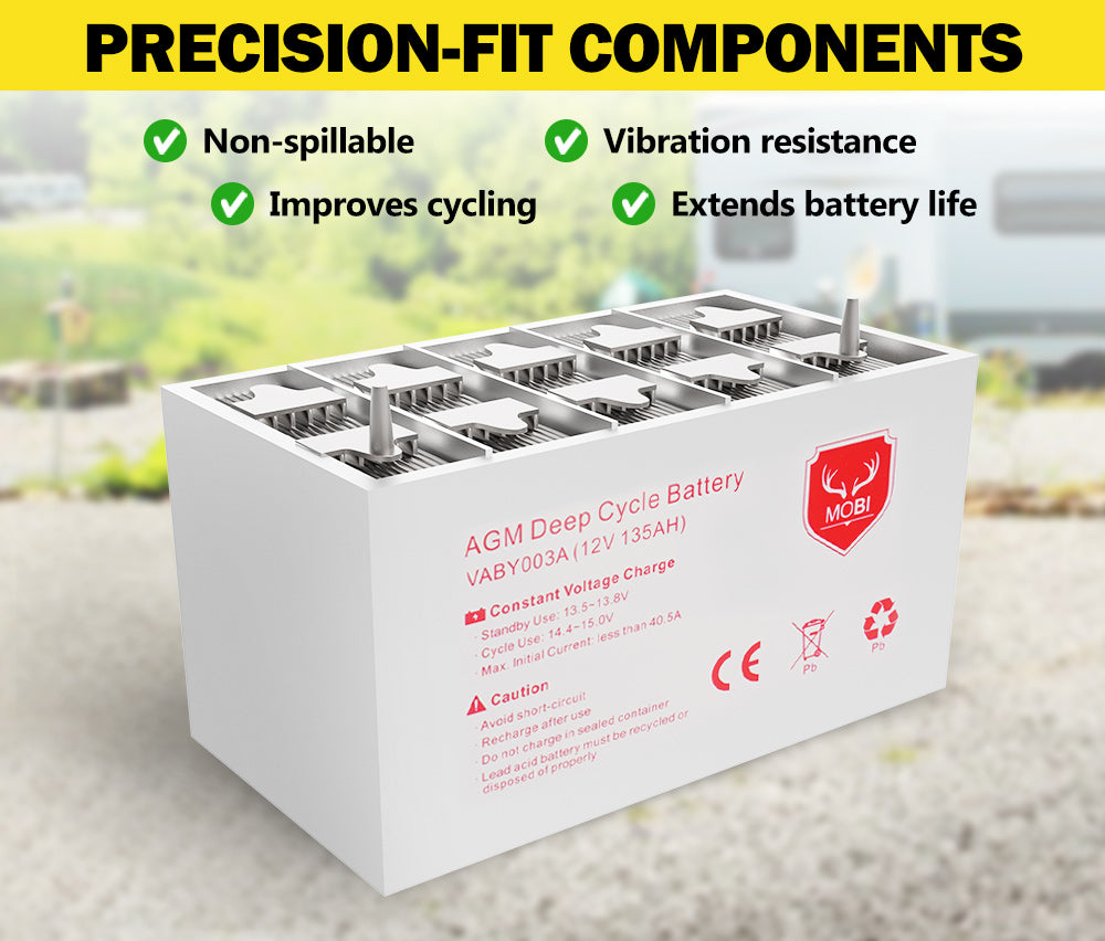 ATEM POWER 110AH AGM Battery 12V AMP Hour SLA Deep Cycle Dual Fridge with Battery Box