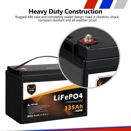 Mobi 135AH 12V Lithium Battery LiFePO4 Deep Cycle Rechargeable Marine 4WD AGM