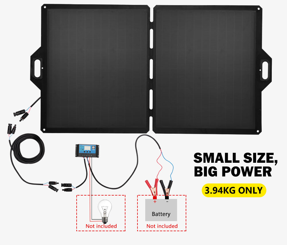 12V Folding Solar Panel Kit Mono Blanket 120W 160W 200W 250W Caravan Boat Camping