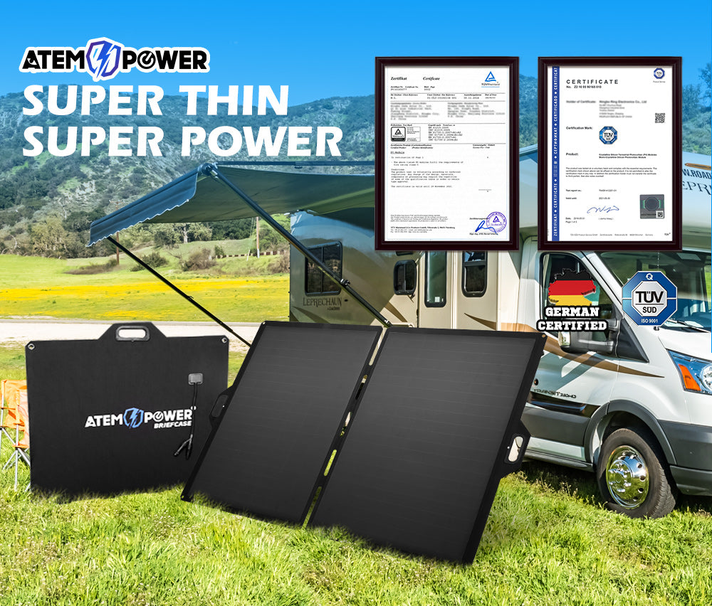 ATEM POWER 12V 250W Folding Solar Panel Blanket Kit 12V Battery Charging Regulator