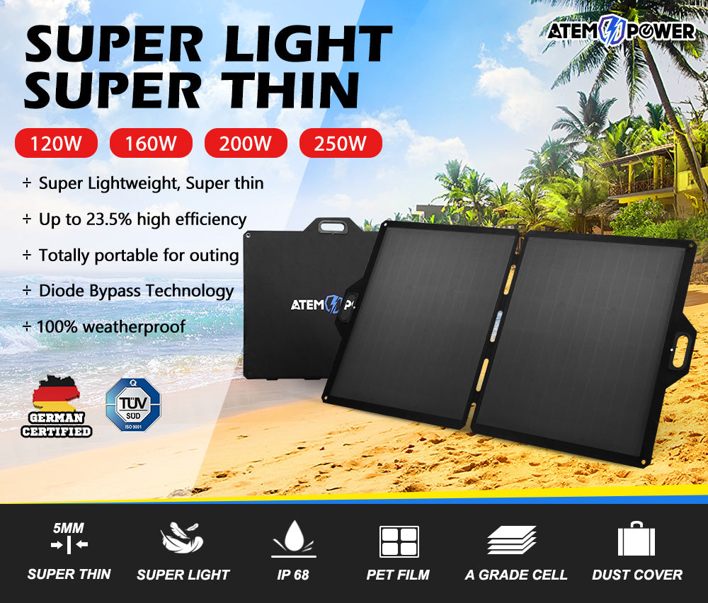 12V Folding Solar Panel Kit Mono Blanket 120W 160W 200W 250W Caravan Boat Camping