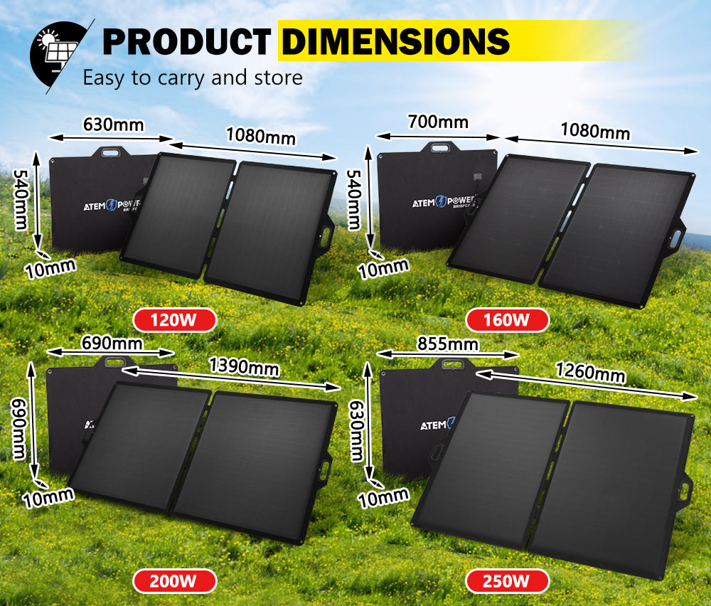 12V Folding Solar Panel Kit Mono Blanket 120W 160W 200W 250W Caravan Boat Camping