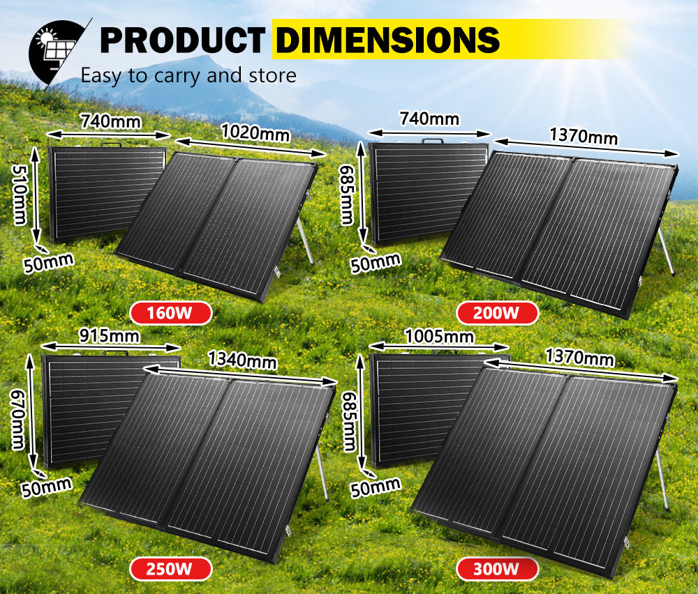 12V 160W 200W 250W 300W Folding Solar Panel Kit Lightweight Caravan Camping