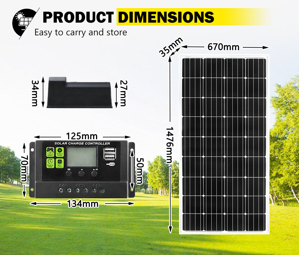 250W 200W 130W 60W 10W Solar Panel Kit Mono 12V Caravan Battery Home Charging