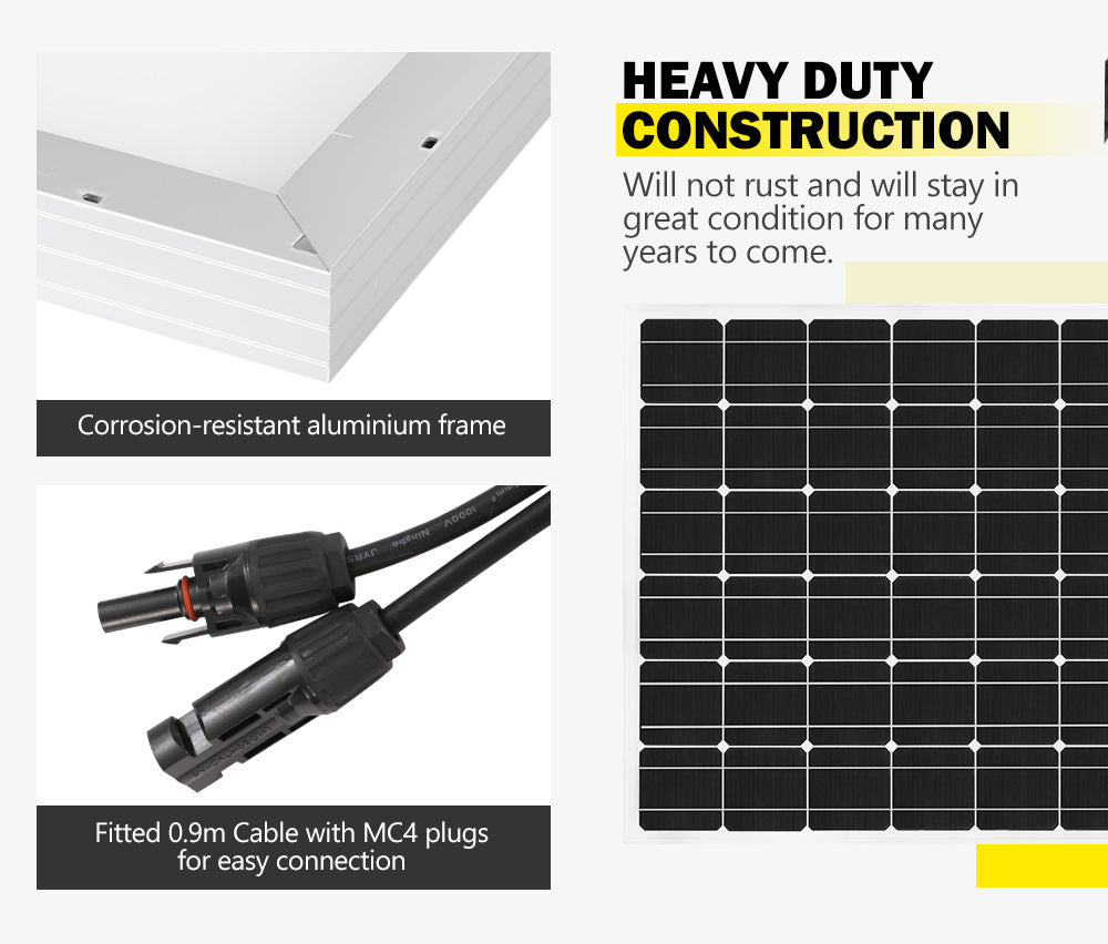 250W 200W 130W 60W 10W Solar Panel Kit Mono 12V Caravan Battery Home Charging