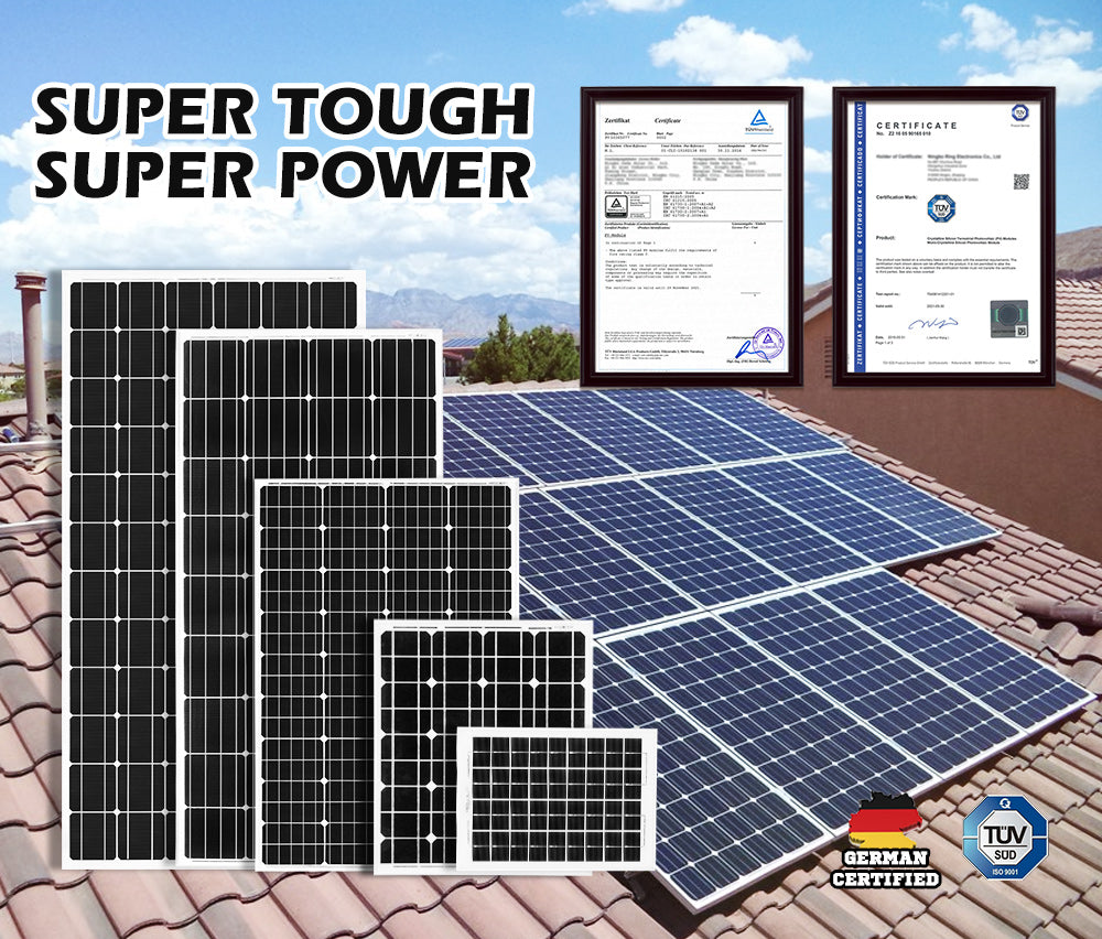 250W 200W 130W 60W 10W Solar Panel Kit Mono 12V Caravan Battery Home Charging