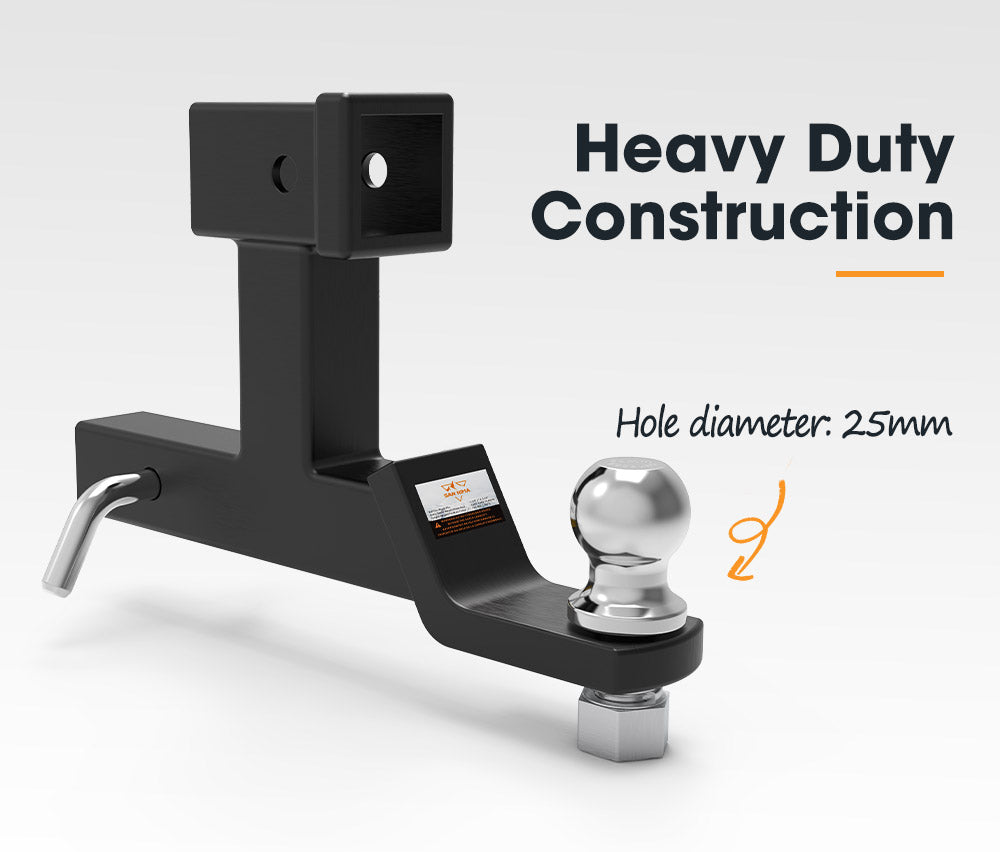 SAN HIMA Dual Hitch Ball Mount Tongue Multi Use 2" Tow Bar Trailer Camper Bike Rack 4WD