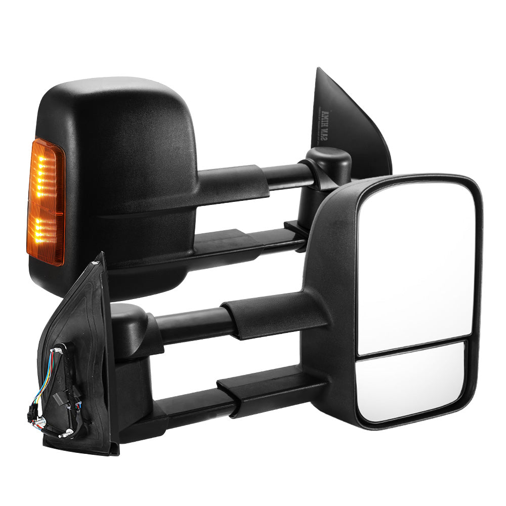SAN HIMA Pair Towing Mirrors for Nissan Pathfinder MY 2003-2013 Black