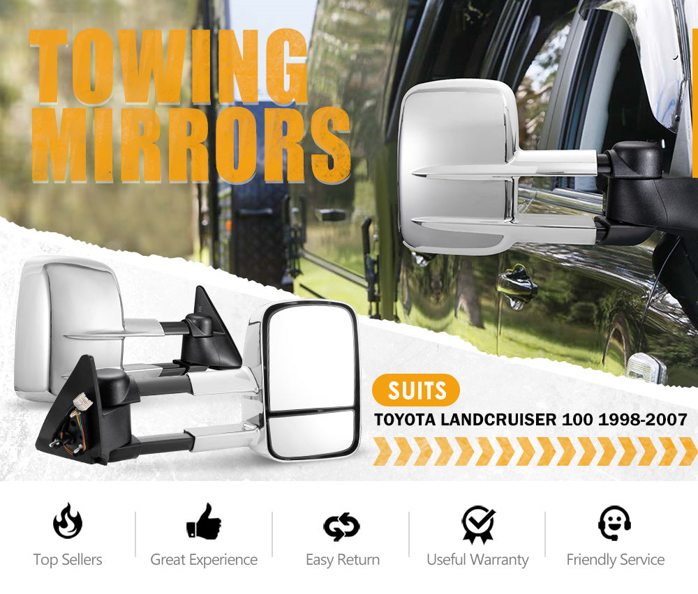 SAN HIMA Extendable Towing Mirrors For Toyota Landcruiser 100 series 1998-2007