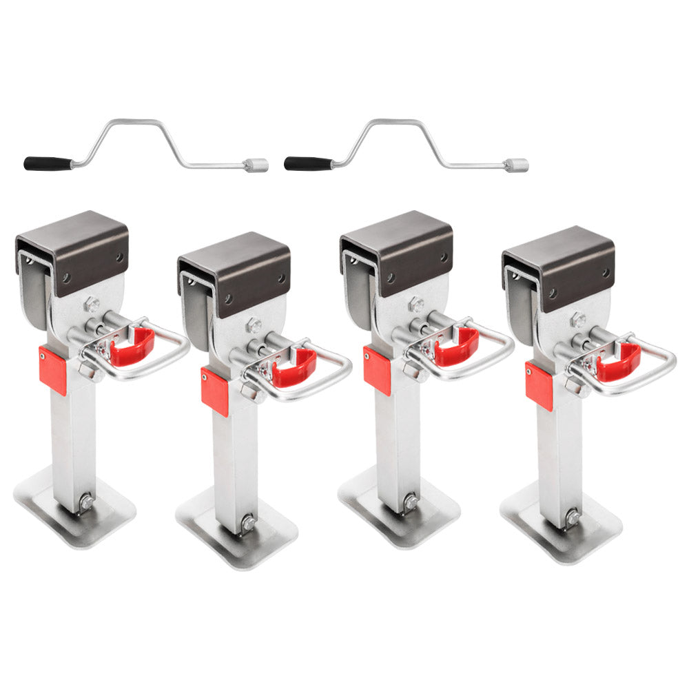 SAN HIMA 4x400mm Drop Down Corner Legs W/Handle Steel Base Caravan Stabilizer Leg 1200LBS