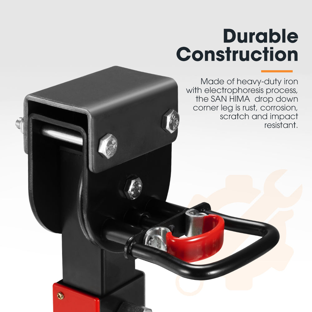 SAN HIMA 2x 400mm Drop Down Corner Legs W/Handle Steel Base 1200LBS Caravan Camper Trailer