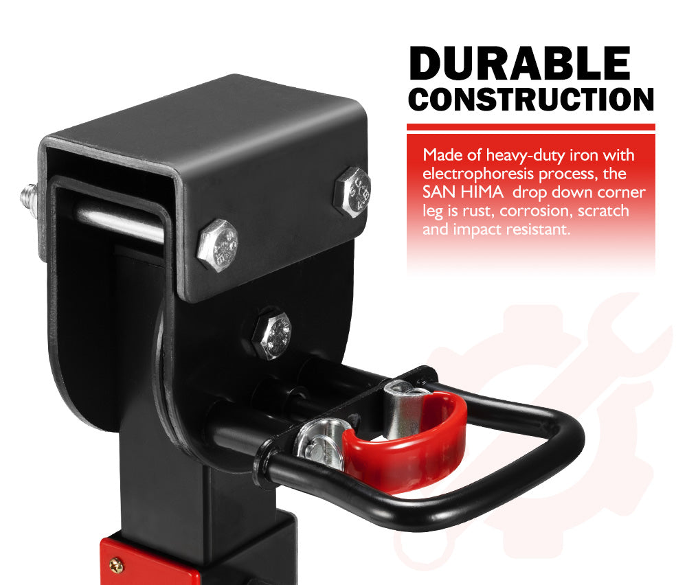 SAN HIMA 4x 400mm Drop Down Corner Legs 1200LBS Steel Base Caravan Camper Trailer W/Handle