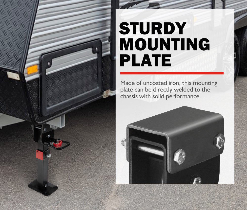 SAN HIMA 2x 400mm Drop Down Corner Legs W/Handle Steel Base 1200LBS Caravan Camper Trailer