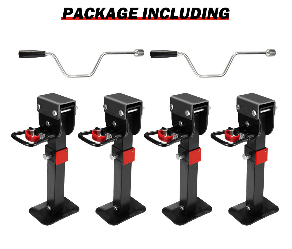 SAN HIMA 4x 400mm Drop Down Corner Legs 1200LBS Steel Base Caravan Camper Trailer W/Handle