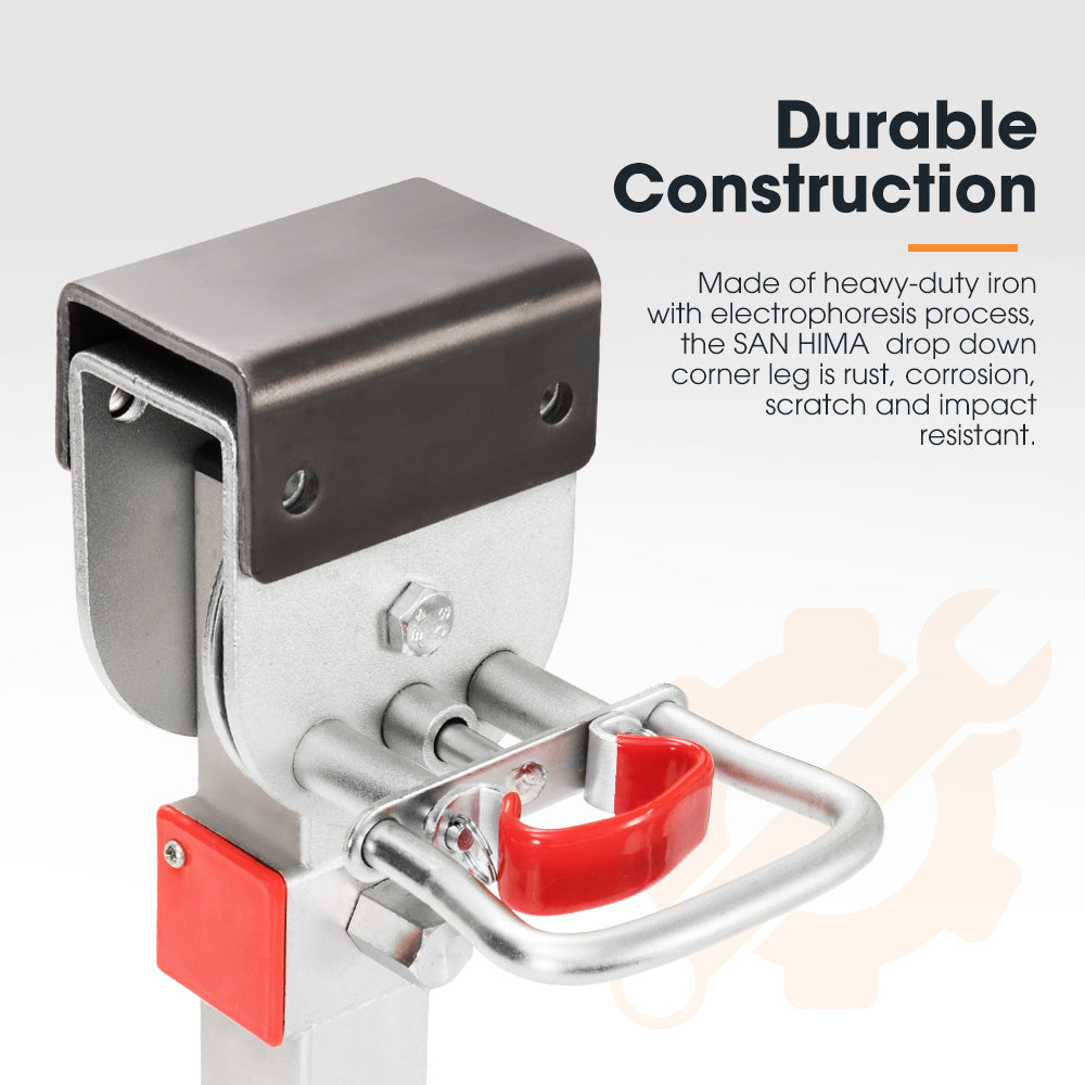 SAN HIMA 2x400mm Drop Down Corner Legs W/Handle Steel Base 1200LBS Caravan Stabilizer Leg