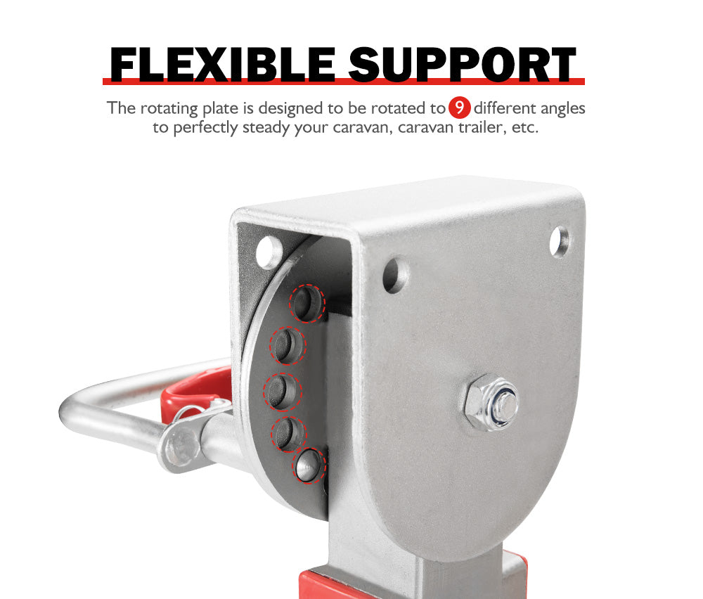 SAN HIMA 2x400mm Drop Down Corner Legs W/Handle Steel Base 1200LBS Caravan Stabilizer Leg