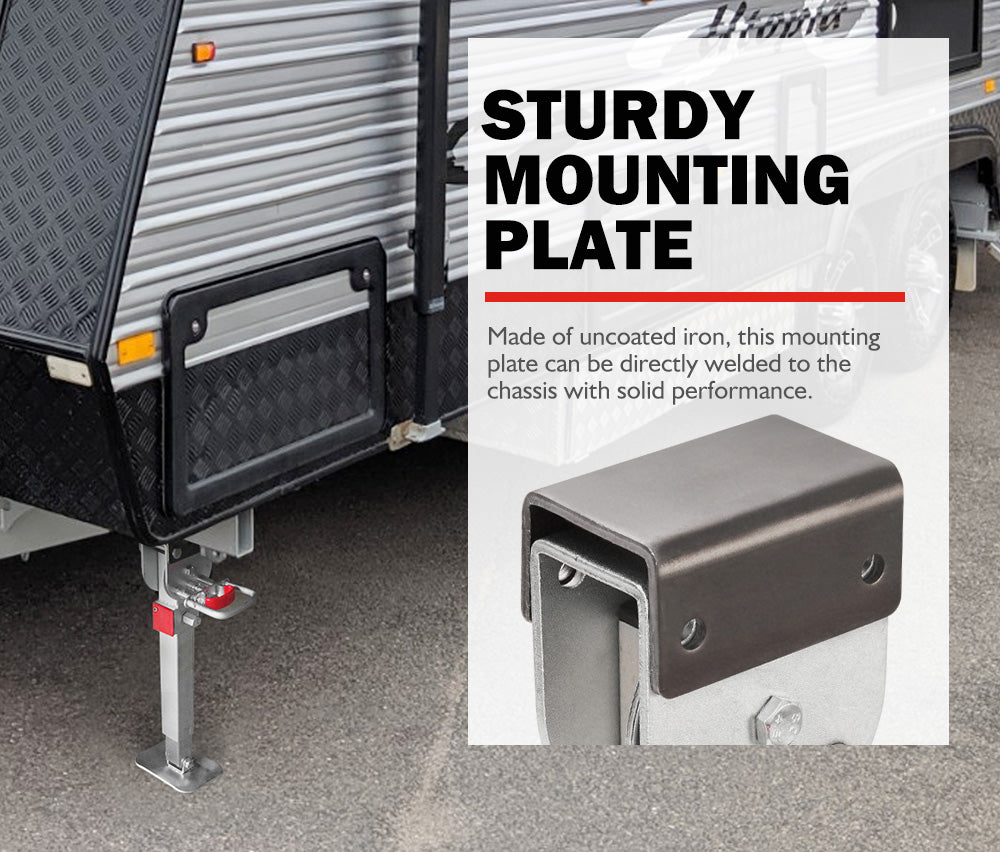 SAN HIMA 2x400mm Drop Down Corner Legs W/Handle Steel Base 1200LBS Caravan Stabilizer Leg