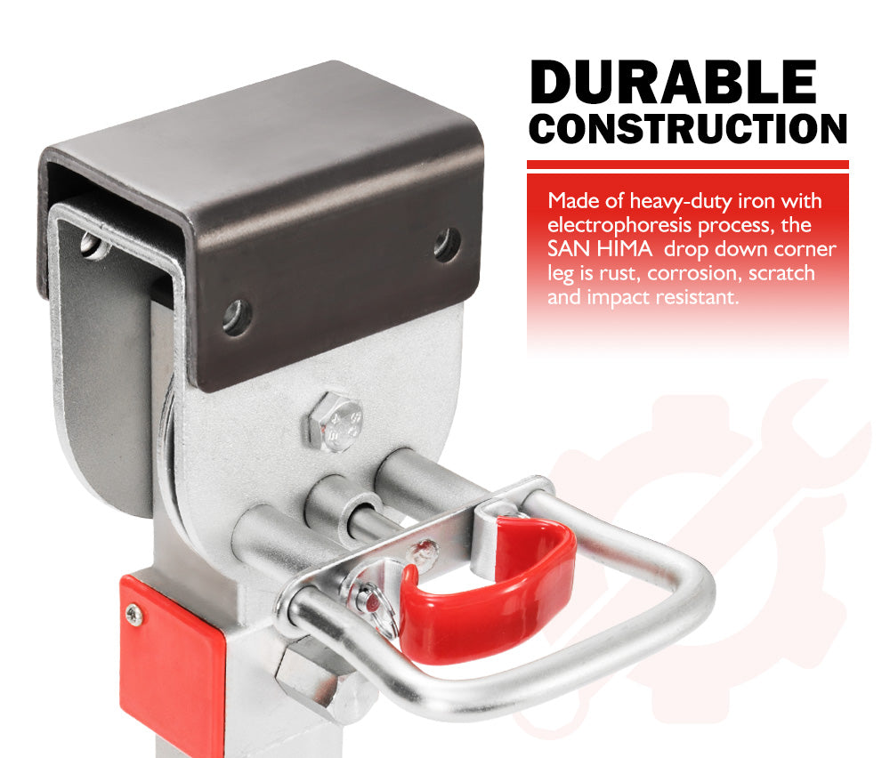 SAN HIMA 4x400mm Drop Down Corner Legs W/Handle Steel Base Caravan Stabilizer Leg 1200LBS