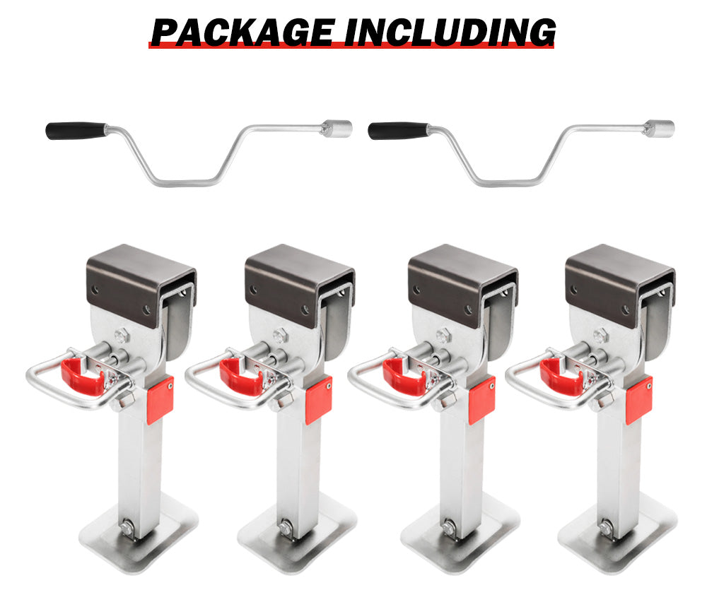 SAN HIMA 4x400mm Drop Down Corner Legs W/Handle Steel Base Caravan Stabilizer Leg 1200LBS