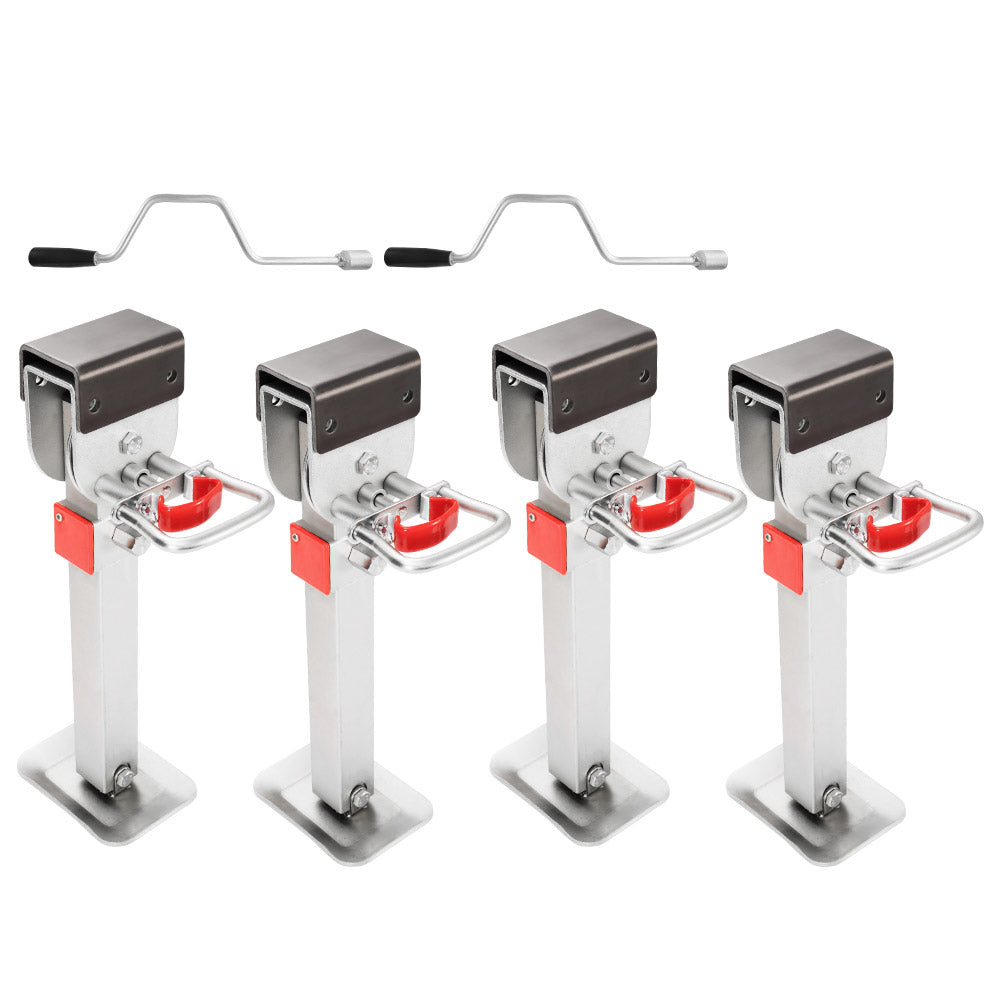 SAN HIMA 4x 470mm Drop Down Corner Legs Steadies & Handle Steel Foot Caravan Trailer