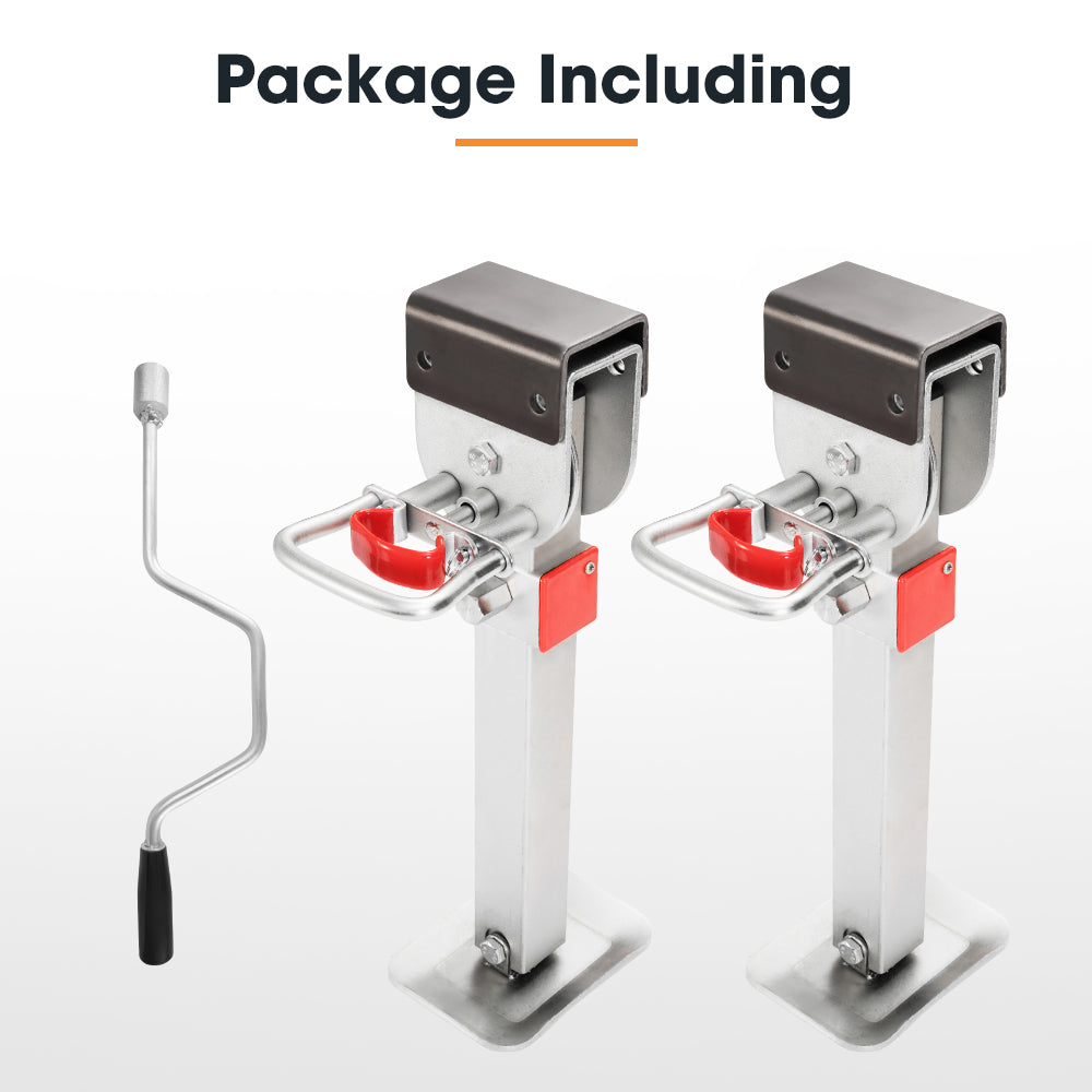 SAN HIMA 2x 470mm Drop Down Corner Legs Steadies & Handle Steel Foot Caravan Trailer