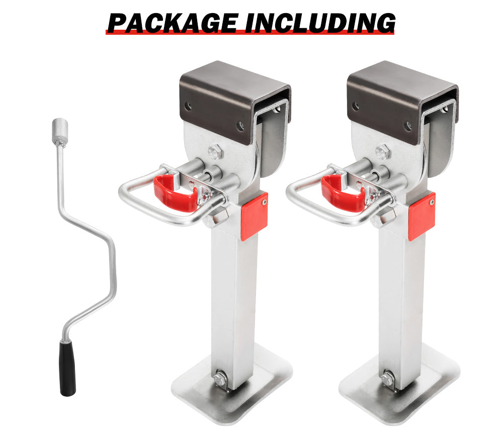 SAN HIMA 2x 470mm Drop Down Corner Legs Steadies & Handle Steel Foot Caravan Trailer