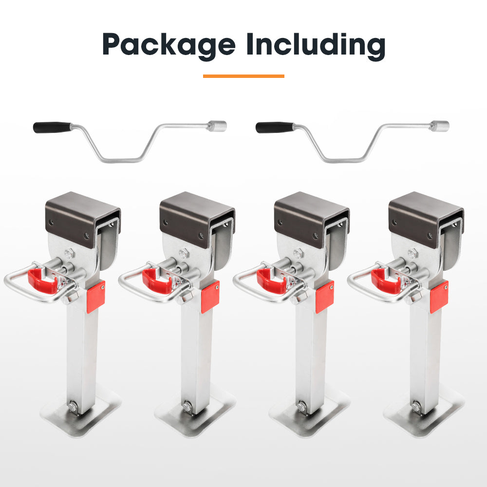 SAN HIMA 4x 470mm Drop Down Corner Legs Steadies & Handle Steel Foot Caravan Trailer