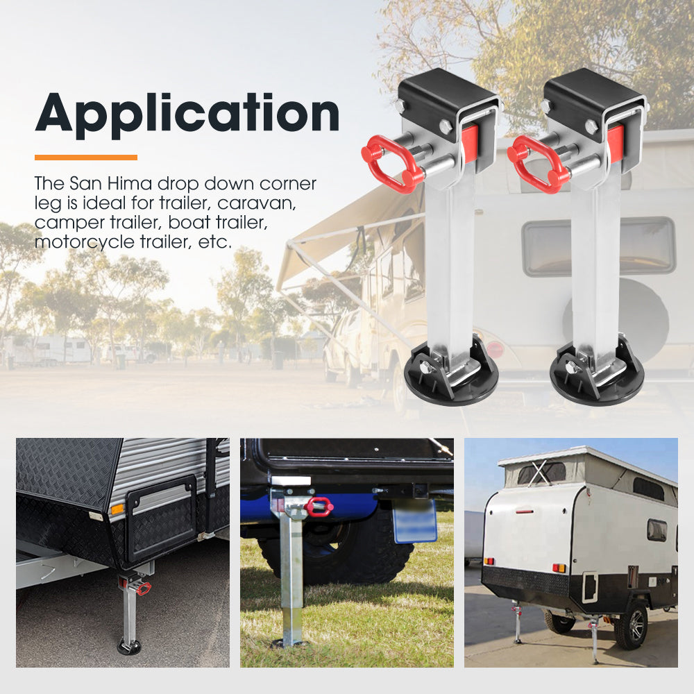 SAN HIMA 2x 590mm Drop Down Corner Steadies Stabilizer Legs Caravan Camper Trailer 1500LBS