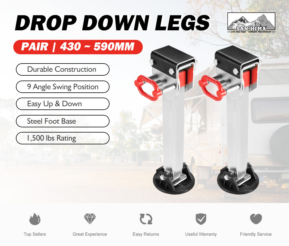 SAN HIMA 2x 590mm Drop Down Corner Steadies Stabilizer Legs Caravan Camper Trailer 1500LBS