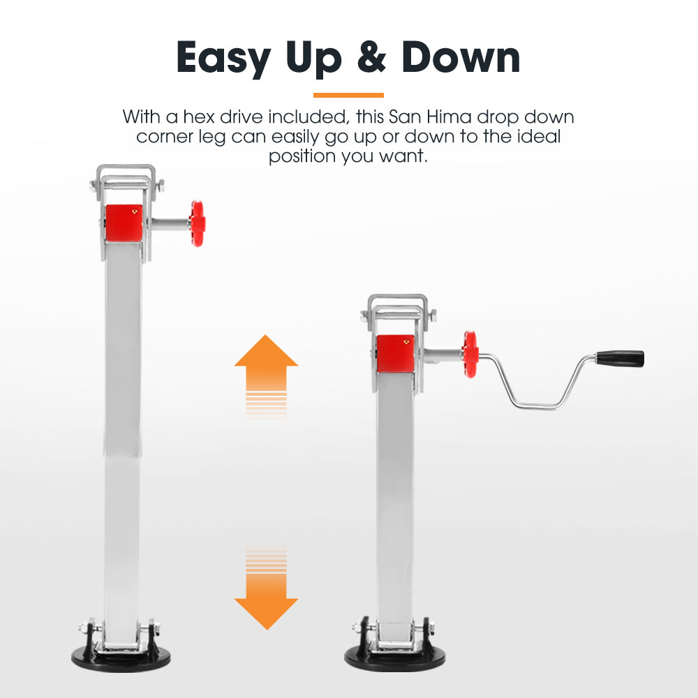 SAN HIMA 4x 590mm Drop Down Corner Steadies Stabilizer Legs Caravan Camper Trailer