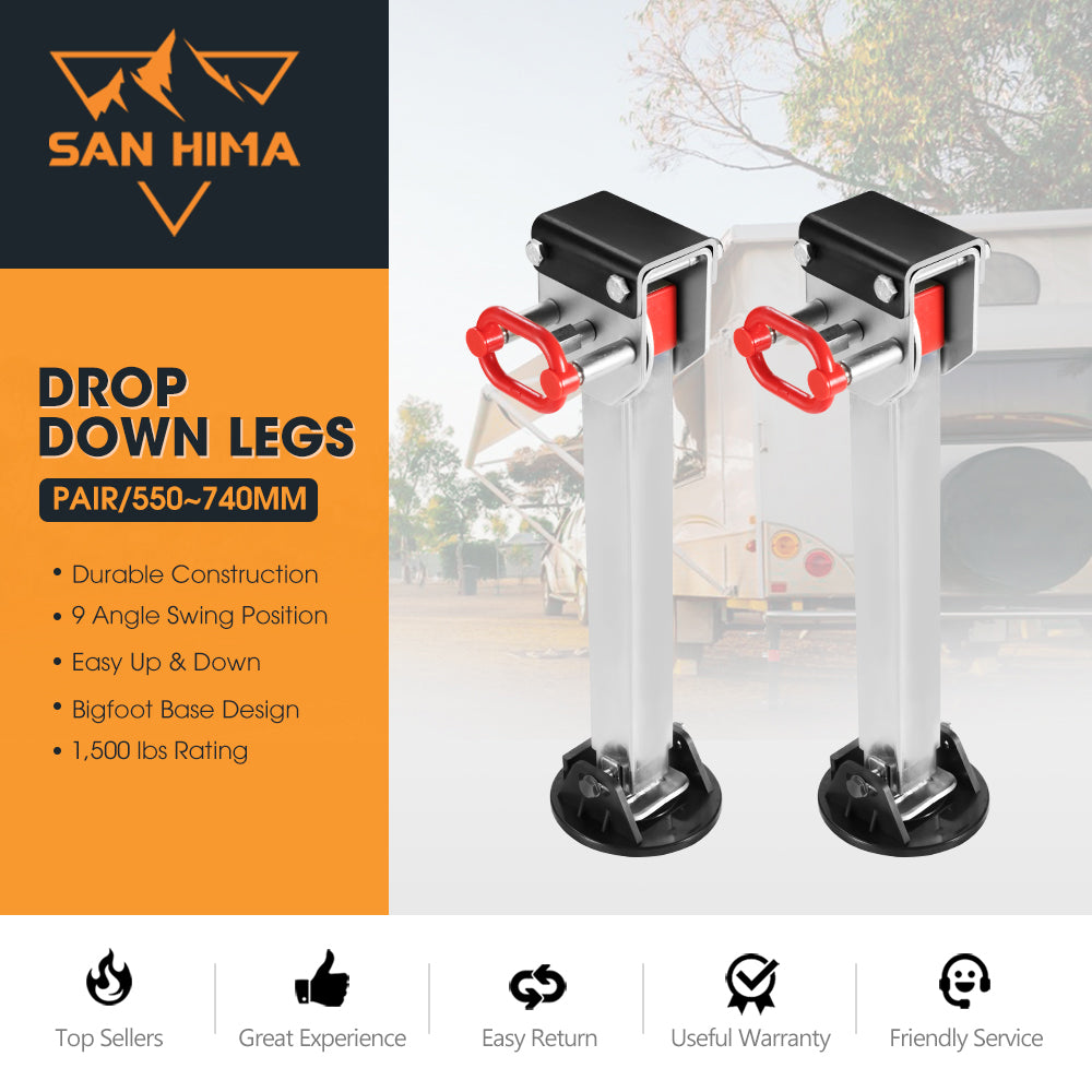 SAN HIMA 2x 740mm Drop Down Corner Steadies Stabilizer Legs Caravan Camper Trailer New