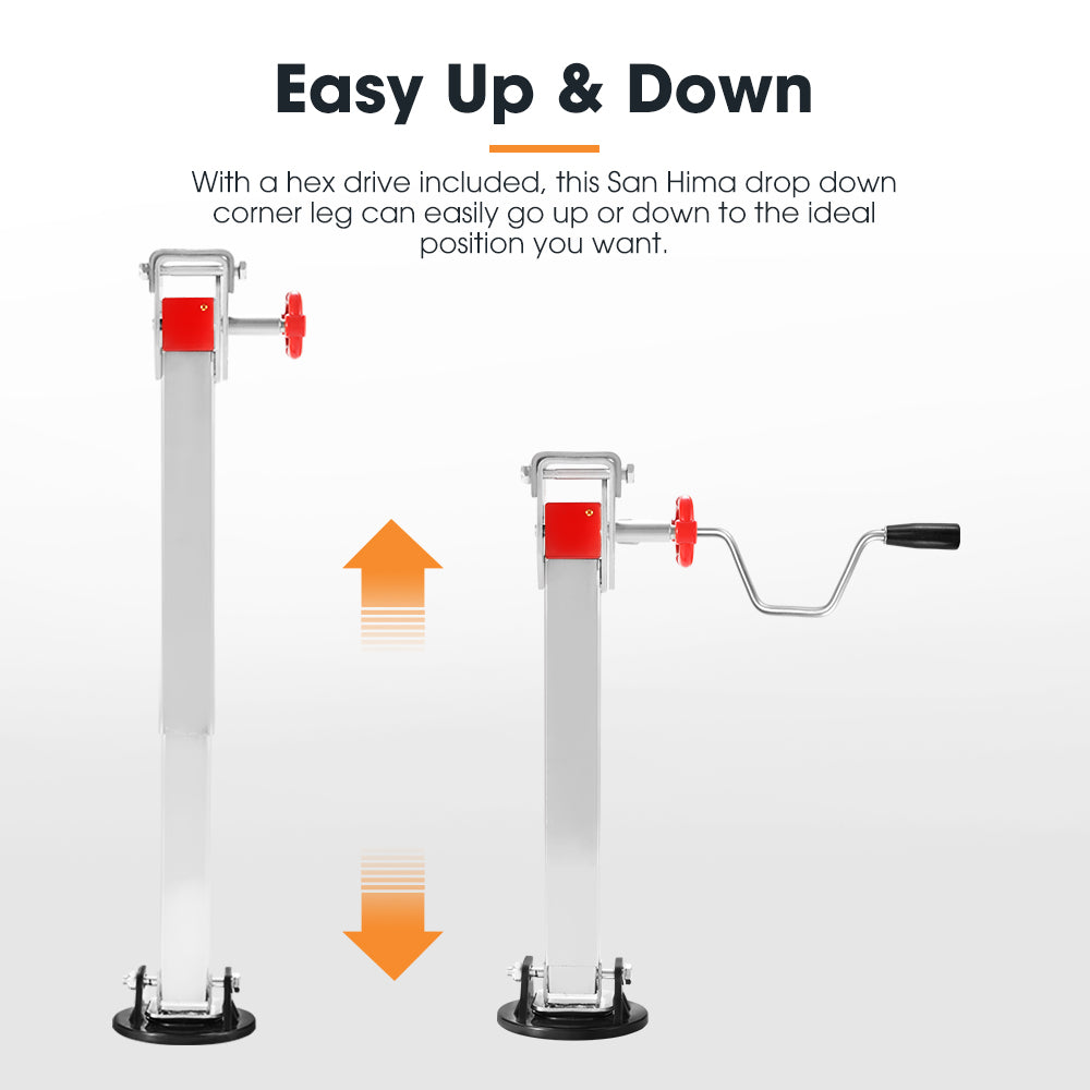 SAN HIMA 2x 740mm Drop Down Corner Steadies Stabilizer Legs Caravan Camper Trailer New