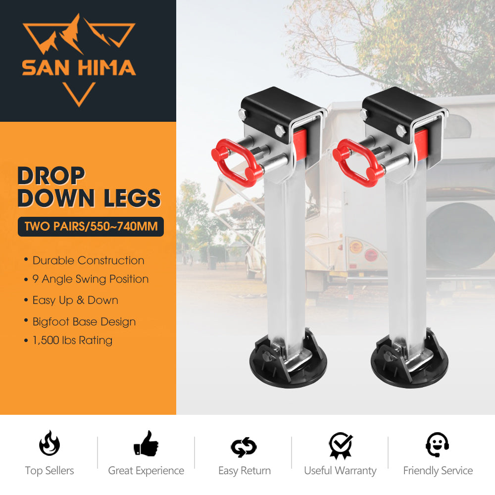 SAN HIMA 4x 740mm Drop Down Corner Steadies Stabilizer Legs Caravan Camper Trailer